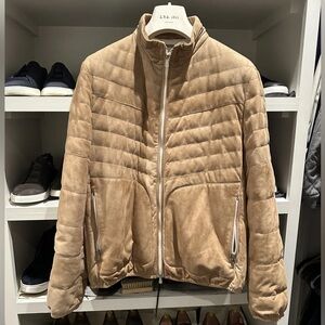 Brunello Cucinelli Men’s Brown Suede leather Quilted Down-Filled Jacket- BNWT